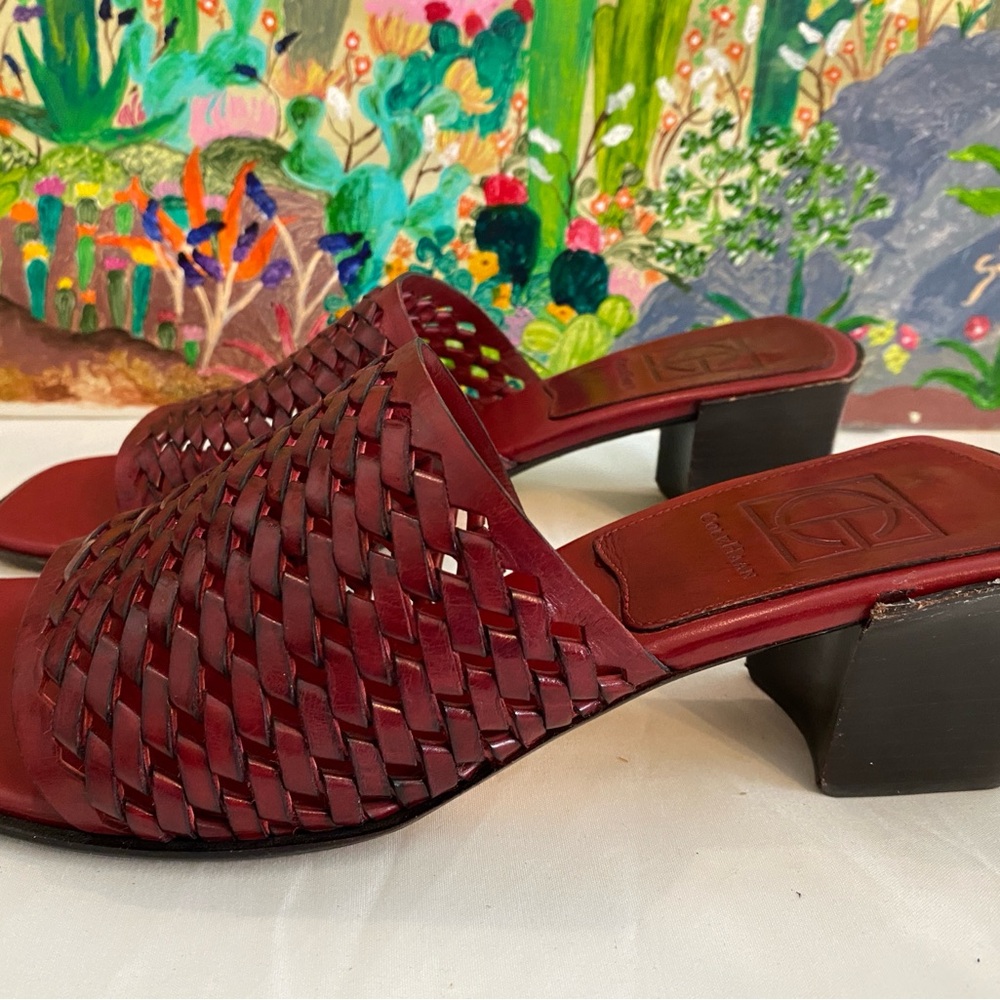 Cole Haan Women's Slide Woven Leather Block Sandals, Burgundy, Size 7B - Picture 7 of 15